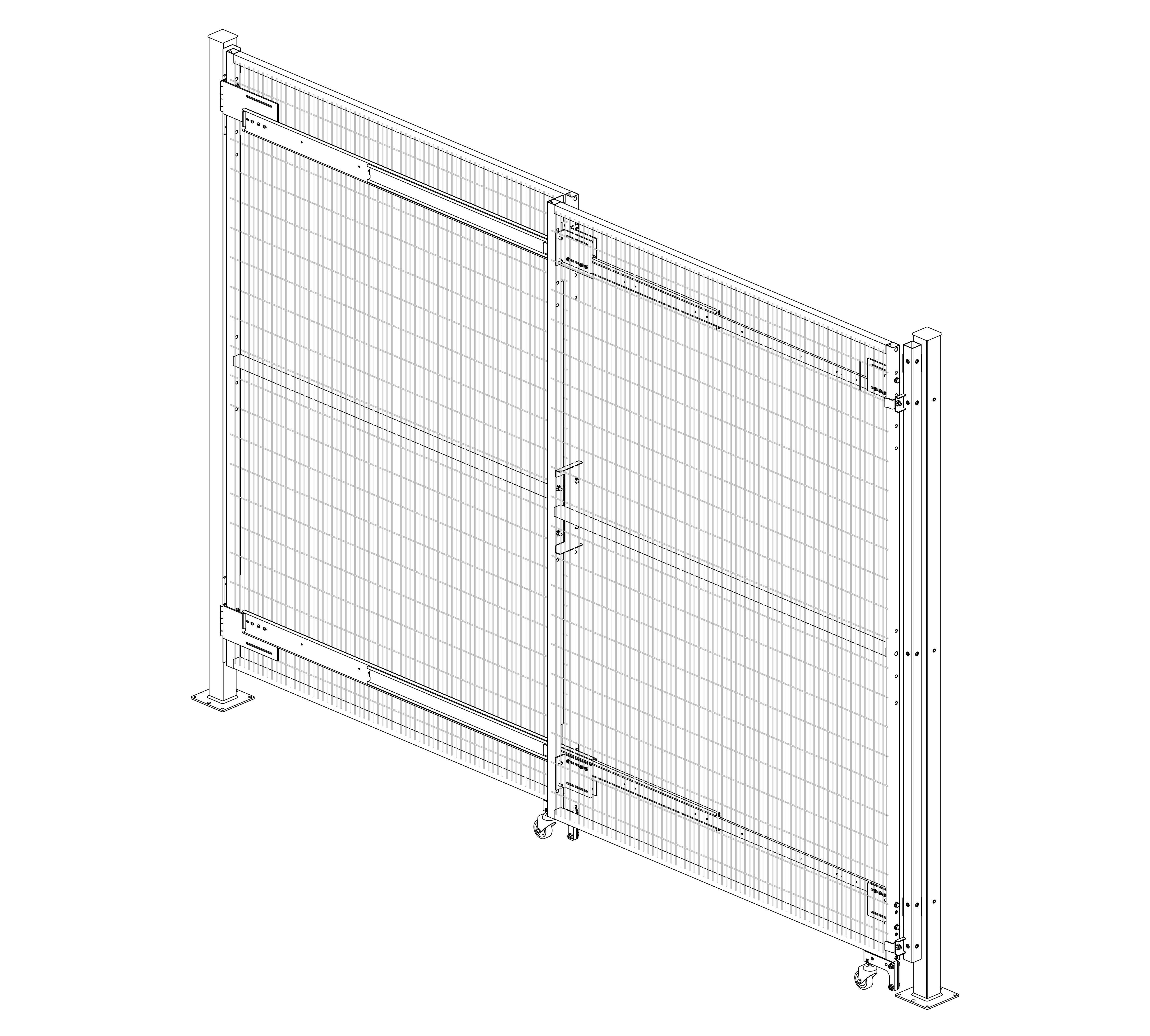 Disegno tecnico della Porta Ibrida (scorrevole e cerniere) di Satech